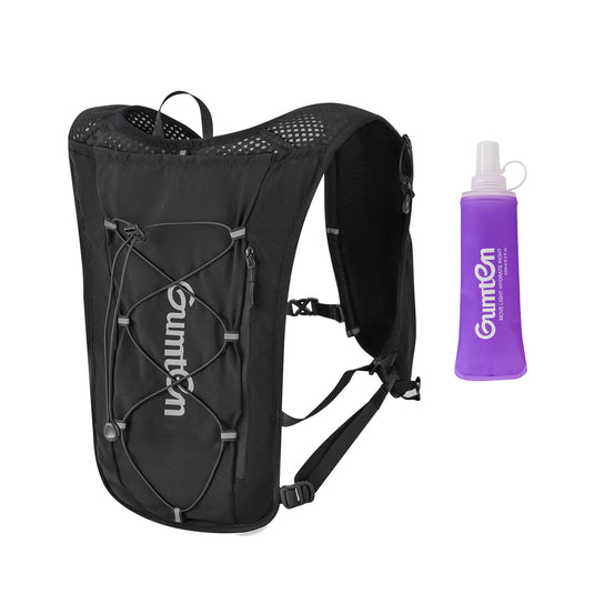Gumten Lightweight Breathable Durable Hydration Vest - Unisex Running Hiking Outdoor Vest with Water Bottle Holder & Reflective Strips