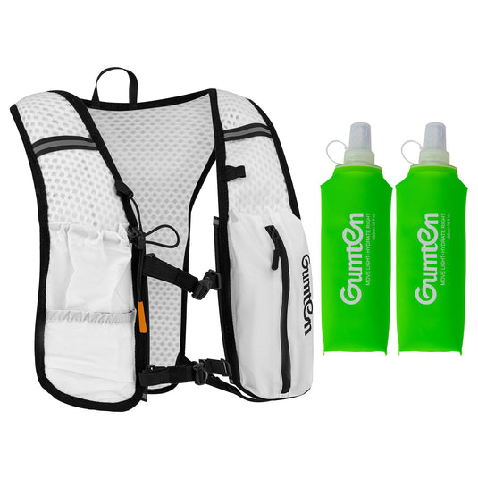 Gumten Hiking Cycling 480ML Water Bottle Lightweight Nylon Running Vest Storage Phone Holder Hydration Running Vest for Outdoor Sports