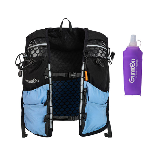 Fitness Gumten Running Vest with 480ML Soft Flasks – 8 Pockets, Lightweight, Breathable Hydration Vest – Premium, Secure, Comfort & Style for Training, Trails, Marathons & Everyday Runs