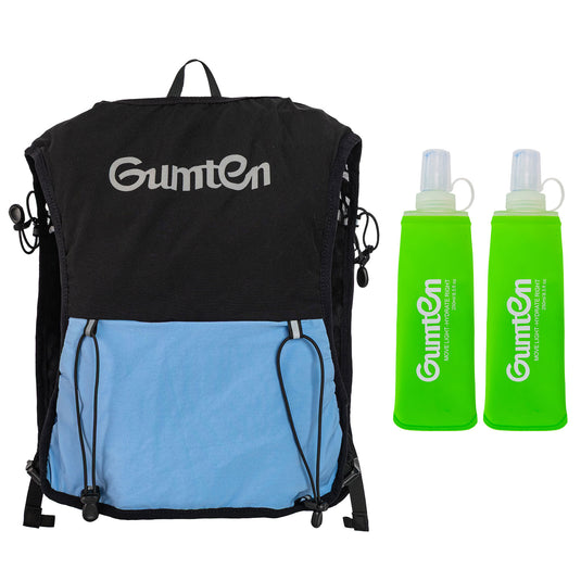 Gumten Running Vest with 8 Pockets, Hydration Vest with Phone and Water Bottle Holders, Vest for Long-Distance Runs, Uni Sex Running Vest, Water Bottle