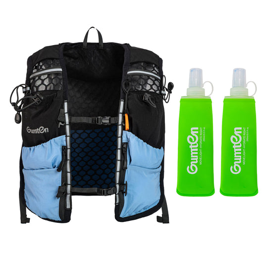 Gumten Running Vest with 8 Pockets, Hydration Vest with Phone and Water Bottle Holders, Vest for Long-Distance Runs, Uni Sex Running Vest, Water Bottle