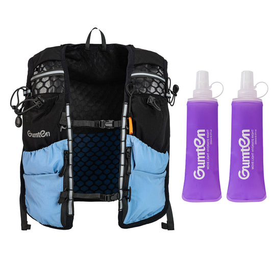 Gumten Running Vest with 8 Pockets, Hydration Vest with Phone and Water Bottle Holders, Vest for Long-Distance Runs, Uni Sex Running Vest, Water Bottle