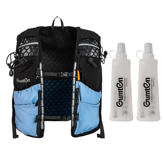 Gumten Running Vest with 8 Pockets, Hydration Vest with Phone and Water Bottle Holders, Vest for Long-Distance Runs, Uni Sex Running Vest, Water Bottle