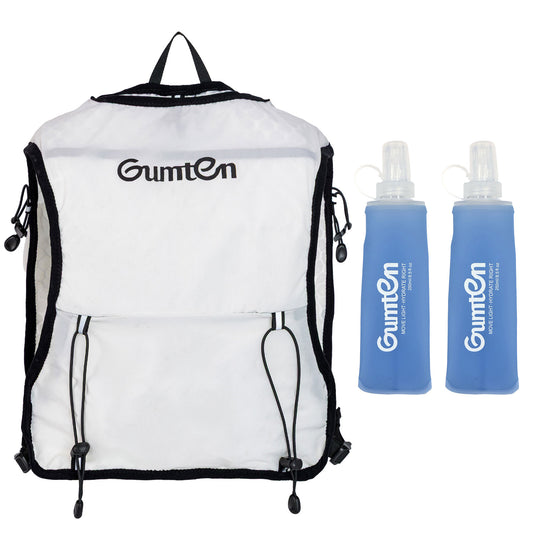 Gumten Running Vest for Women Men, Lightweight Hydration Vest with Dual 250ML Soft Flasks, Water Backpack Hydration Pack, Adjustable Running Tail Chest Bag for Hiking Race Marathon Cycling
