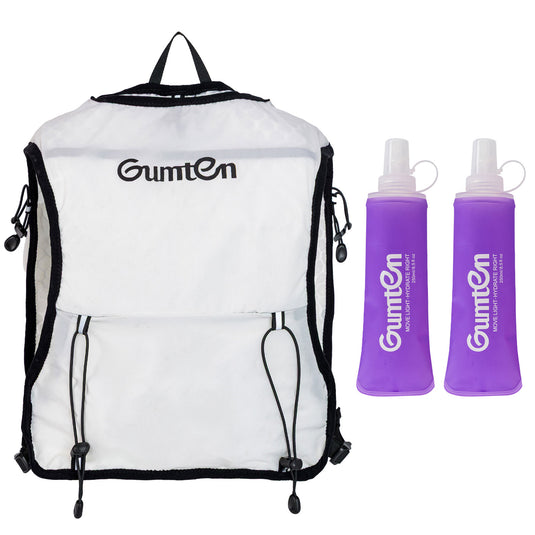 Gumten Running Vest for Women Men, Lightweight Hydration Vest with Dual 250ML Soft Flasks, Water Backpack Hydration Pack, Adjustable Running Tail Chest Bag for Hiking Race Marathon Cycling