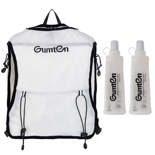 Gumten Running Vest for Women Men, Lightweight Hydration Vest with Dual 250ML Soft Flasks, Water Backpack Hydration Pack, Adjustable Running Tail Chest Bag for Hiking Race Marathon Cycling