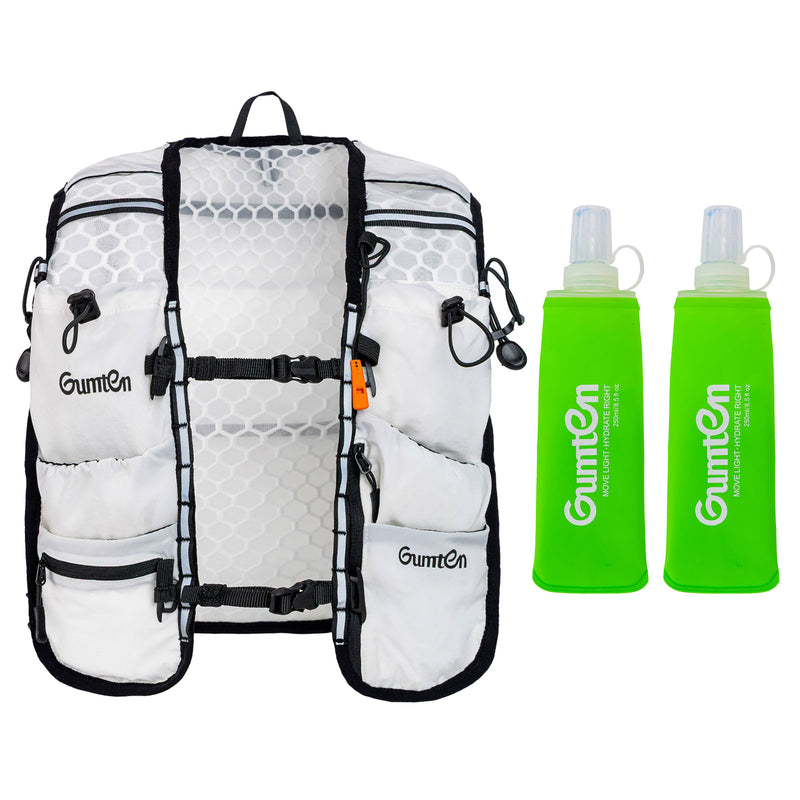 Load image into Gallery viewer, Gumten Running Vest for Women Men, Lightweight Hydration Vest with Dual 250ML Soft Flasks, Water Backpack Hydration Pack, Adjustable Running Tail Chest Bag for Hiking Race Marathon Cycling
