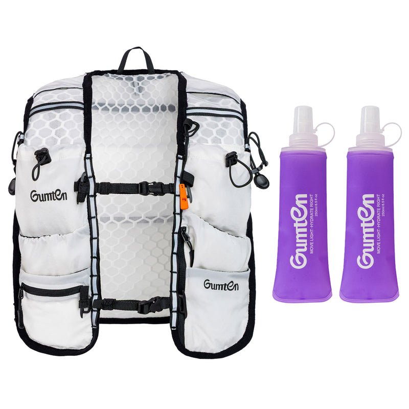 Load image into Gallery viewer, Gumten Running Vest for Women Men, Lightweight Hydration Vest with Dual 250ML Soft Flasks, Water Backpack Hydration Pack, Adjustable Running Tail Chest Bag for Hiking Race Marathon Cycling
