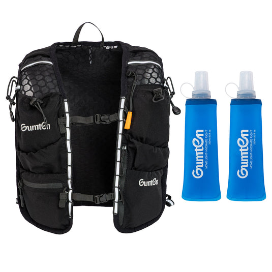 Trail Hydration Running Vest with 2pcs 250ml Water Bottle, Running Vest for Men and Women, Running Backpack with Smartphone Pocket, One Size Fits Most