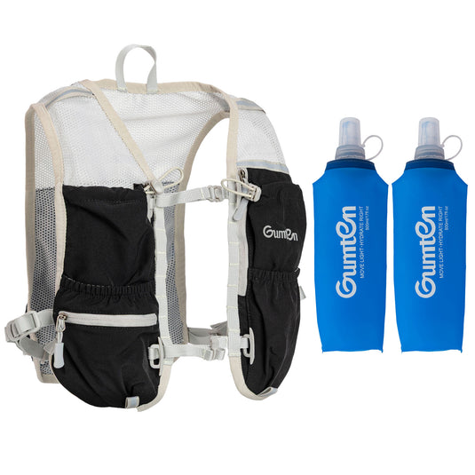 Lightweight Running Vest Hydration Backpack, Hydration Vest with 480ml Water Bottles - Adjustable Chest Straps and Reflective Water Backpack Fit for Men Women Hiking Cycling Camping Festival Marathon
