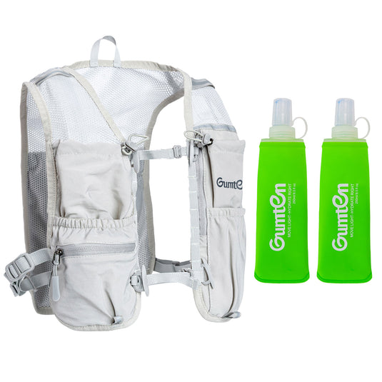 Gumten Hydration Running Vest with Air Mesh Shoulder Straps, Front Pockets & Back Pocket, Breathable, Lightweight For race
