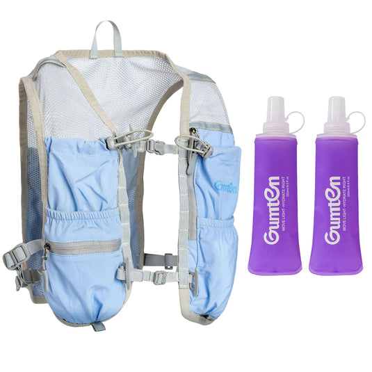Running Vest for Women Men, Adjustable Chest Straps Running Hydration Vest with 2pcs 480ml Soft Flask, Lightweight Hydration Backpack for Marathon
