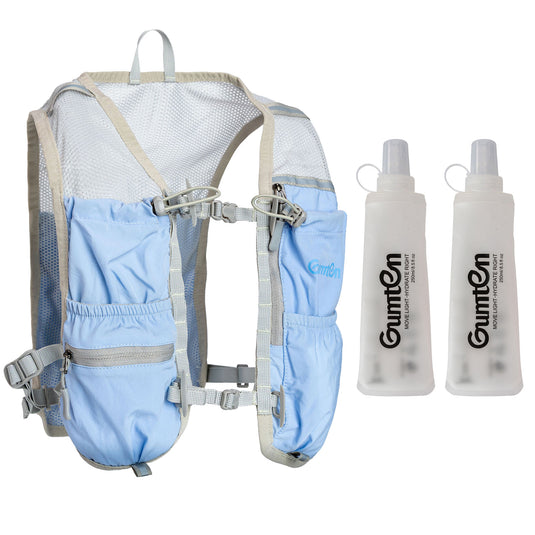 Running Vest for Women Men, Adjustable Chest Straps Running Hydration Vest with 2pcs 480ml Soft Flask, Lightweight Hydration Backpack for Marathon
