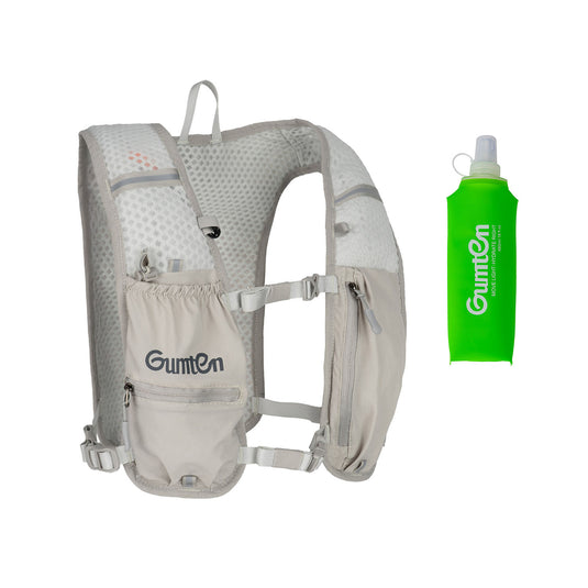 Gumten Breathable Hydration Vest - Lightweight Running Hiking Jogging Vest with Waterproof Zipper & Water Bottle