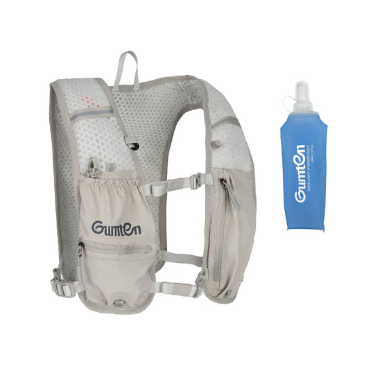 Gumten Breathable Hydration Vest - Lightweight Running Hiking Jogging Vest with Waterproof Zipper & Water Bottle