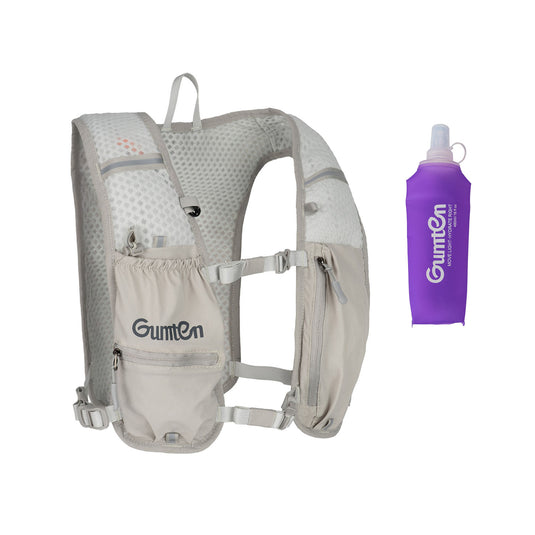Gumten Breathable Hydration Vest - Lightweight Running Hiking Jogging Vest with Waterproof Zipper & Water Bottle